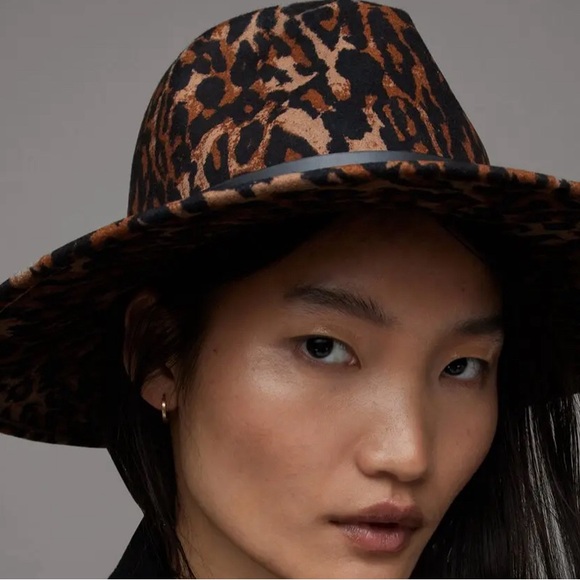 NWT All Saints Leopard Print Fedora Hat - Picture 4 of 5
